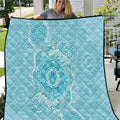 Blue Australia Lizard With Aboriginal Art Quilt
