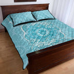 Blue Australia Lizard With Aboriginal Art Quilt Bed Set