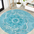 Blue Australia Lizard With Aboriginal Art Round Carpet