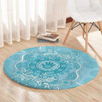 Blue Australia Lizard With Aboriginal Art Round Carpet