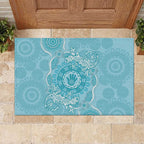 Blue Australia Lizard With Aboriginal Art Rubber Doormat