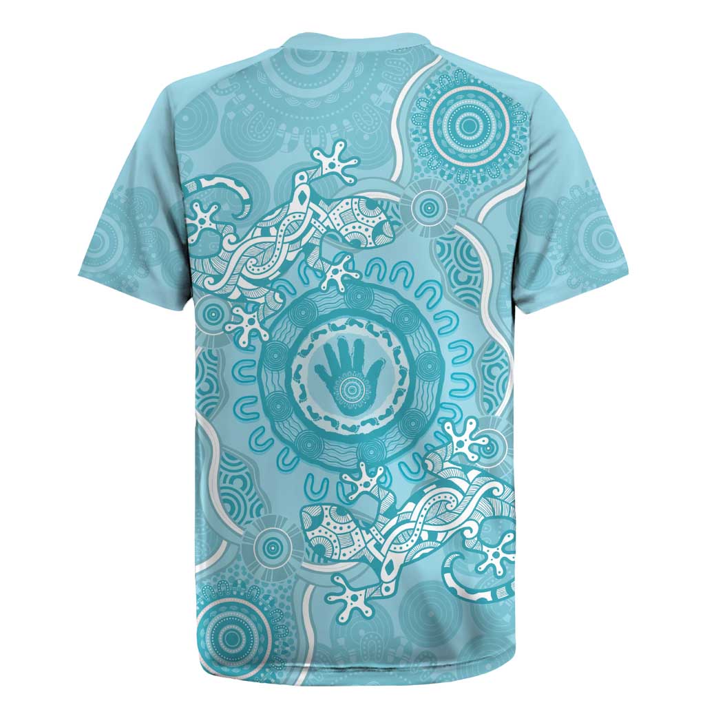 Blue Australia Lizard With Aboriginal Art Rugby Jersey