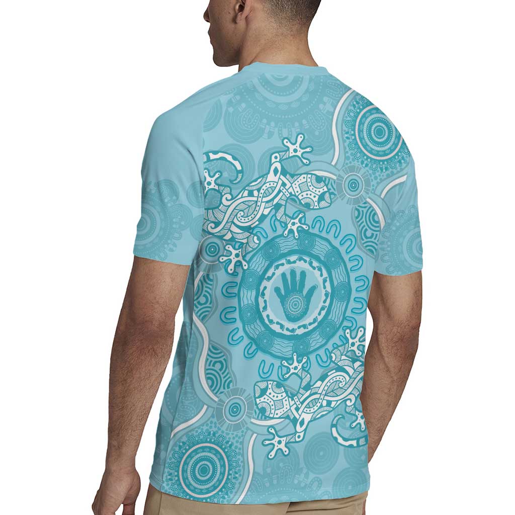 Blue Australia Lizard With Aboriginal Art Rugby Jersey