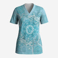 Blue Australia Lizard With Aboriginal Art Scrub Top - Aussie Hoodie