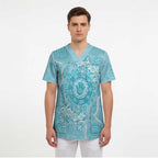 Blue Australia Lizard With Aboriginal Art Scrub Top - Aussie Hoodie