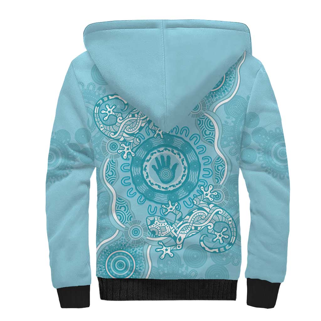 Blue Australia Lizard With Aboriginal Art Sherpa Hoodie