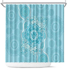 Blue Australia Lizard With Aboriginal Art Shower Curtain