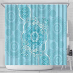 Blue Australia Lizard With Aboriginal Art Shower Curtain