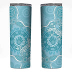 Blue Australia Lizard With Aboriginal Art Skinny Tumbler