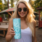 Blue Australia Lizard With Aboriginal Art Skinny Tumbler
