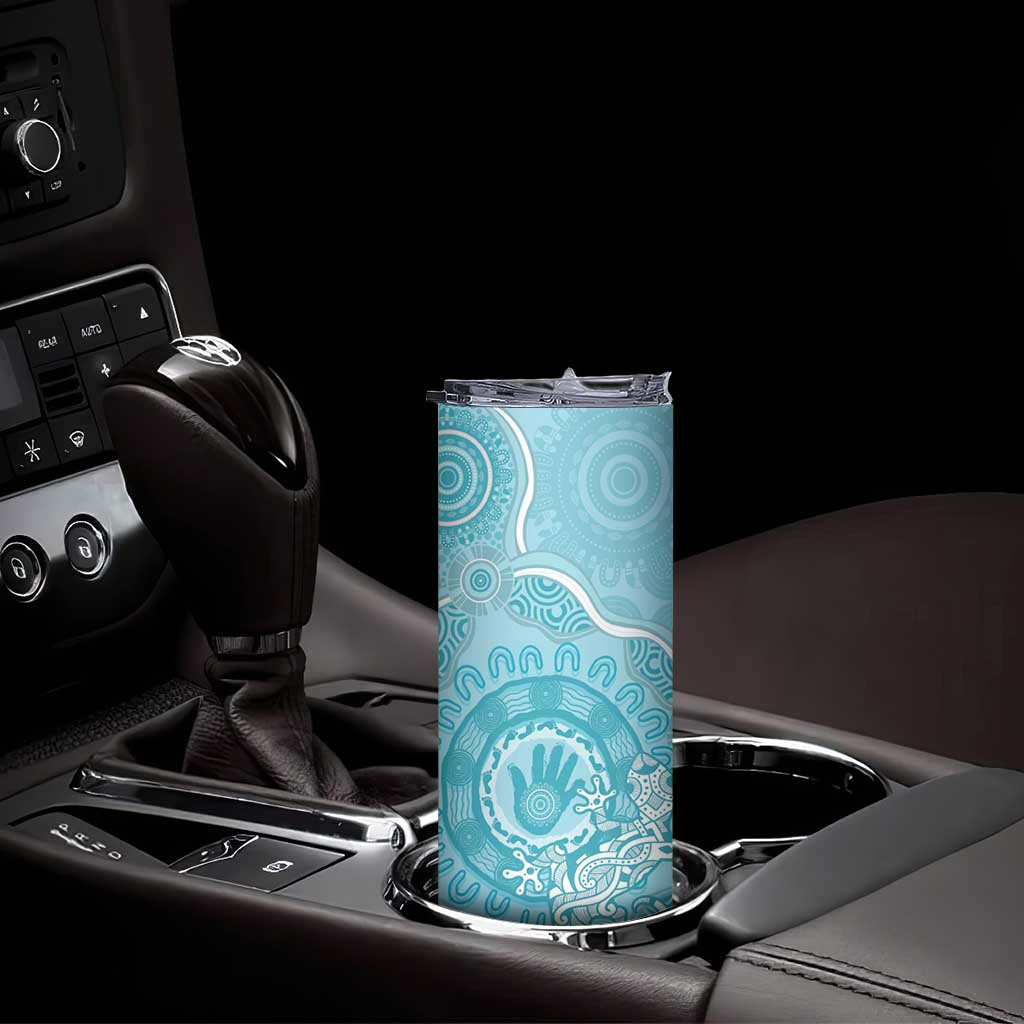 Blue Australia Lizard With Aboriginal Art Skinny Tumbler