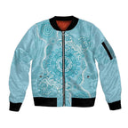 Blue Australia Lizard With Aboriginal Art Sleeve Zip Bomber Jacket
