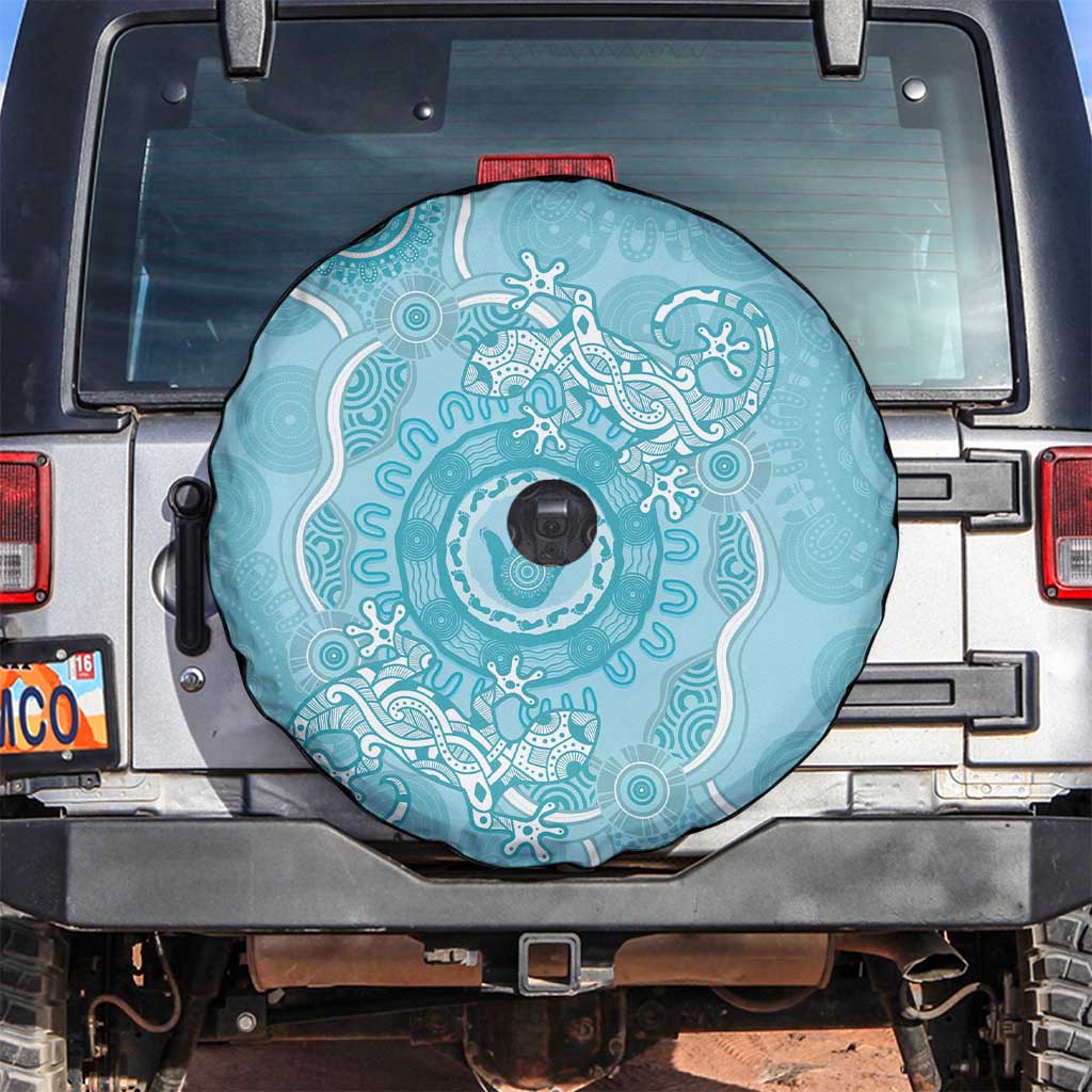 Blue Australia Lizard With Aboriginal Art Spare Tire Cover
