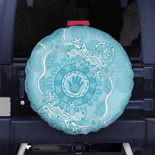 Blue Australia Lizard With Aboriginal Art Spare Tire Cover