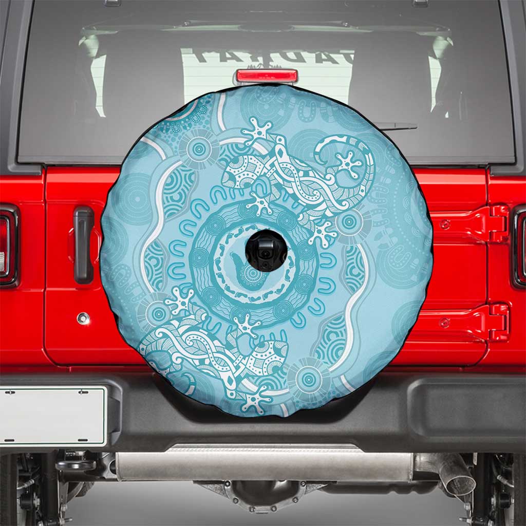Blue Australia Lizard With Aboriginal Art Spare Tire Cover