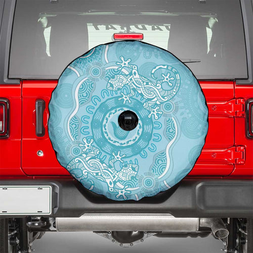 Blue Australia Lizard With Aboriginal Art Spare Tire Cover