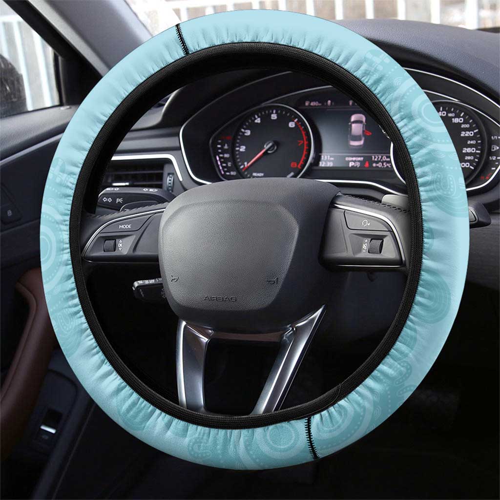 Blue Australia Lizard With Aboriginal Art Steering Wheel Cover