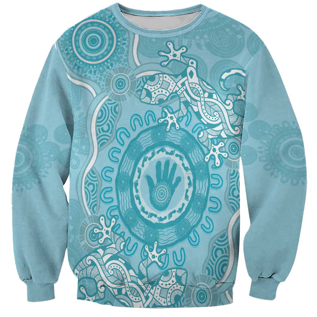 Blue Australia Lizard With Aboriginal Art Sweatshirt