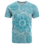 Blue Australia Lizard With Aboriginal Art T Shirt