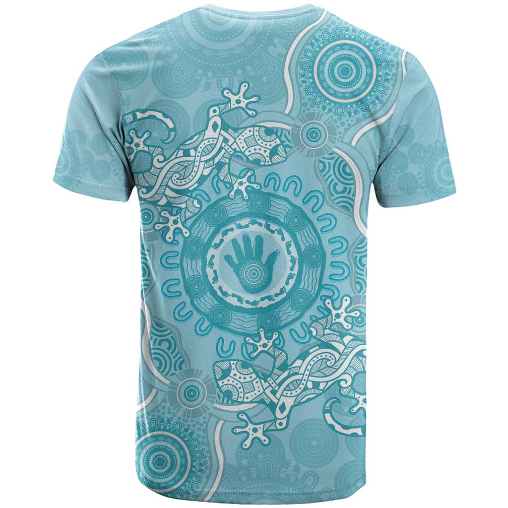 Blue Australia Lizard With Aboriginal Art T Shirt