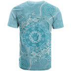 Blue Australia Lizard With Aboriginal Art T Shirt