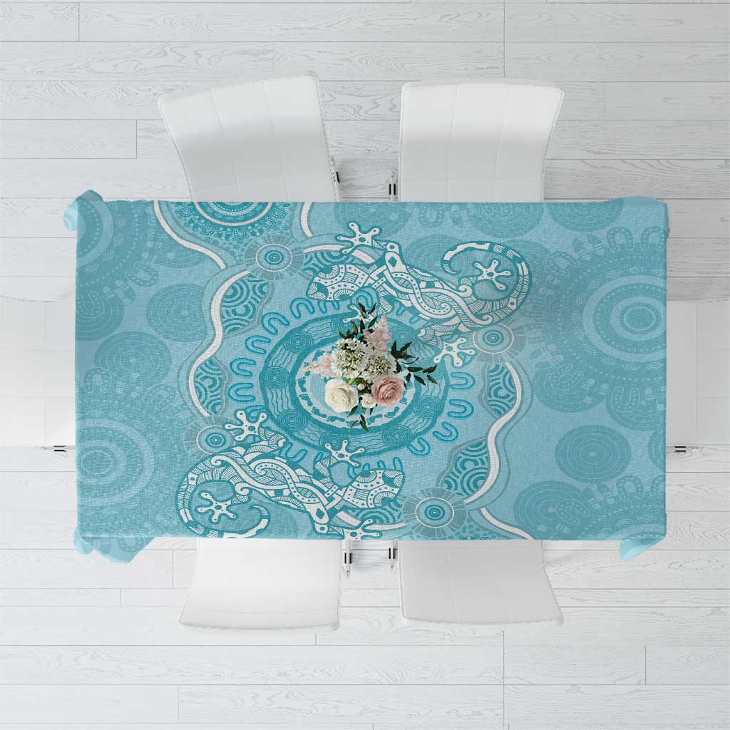 Blue Australia Lizard With Aboriginal Art Tablecloth