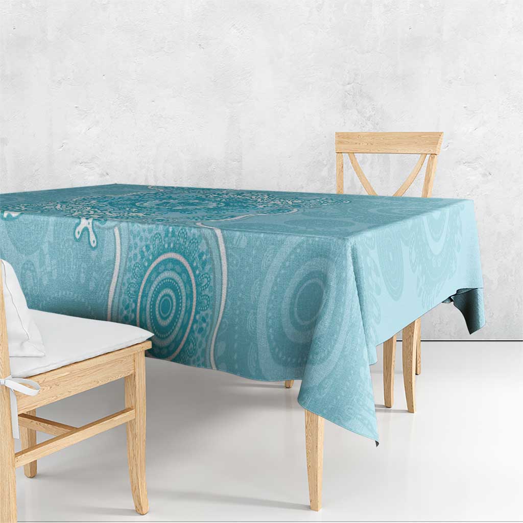 Blue Australia Lizard With Aboriginal Art Tablecloth