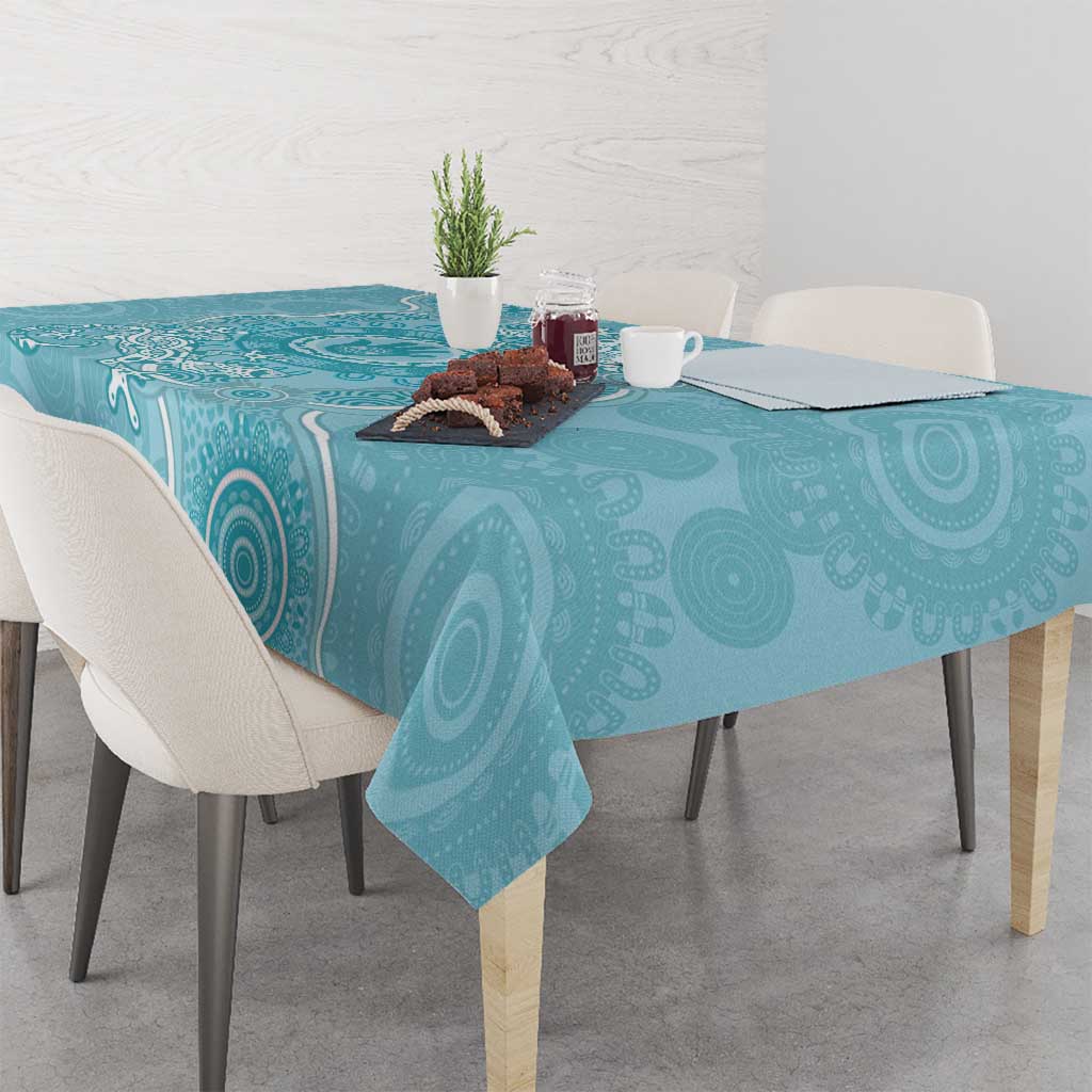 Blue Australia Lizard With Aboriginal Art Tablecloth