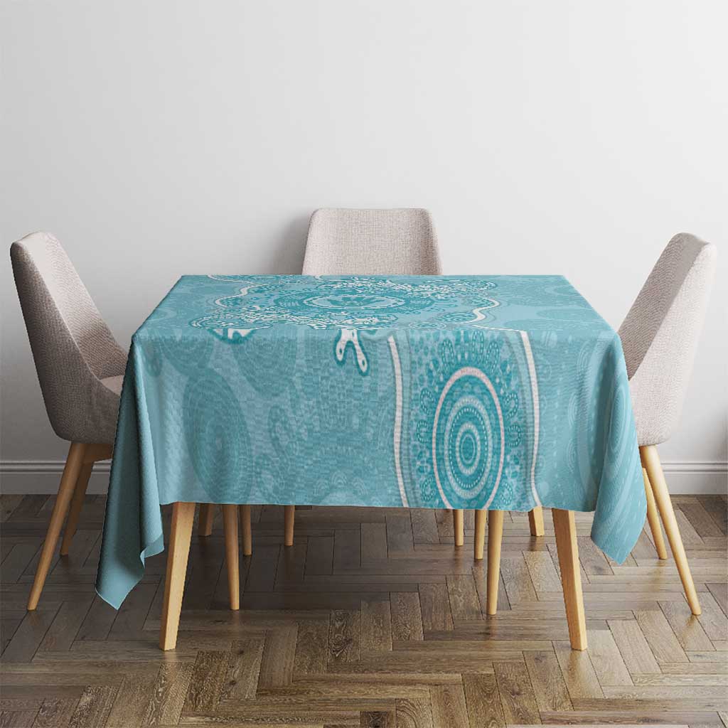 Blue Australia Lizard With Aboriginal Art Tablecloth