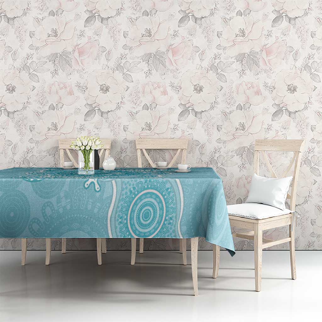 Blue Australia Lizard With Aboriginal Art Tablecloth
