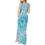 Blue Australia Lizard With Aboriginal Art Tank Maxi Dress
