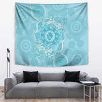 Blue Australia Lizard With Aboriginal Art Tapestry