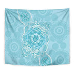 Blue Australia Lizard With Aboriginal Art Tapestry