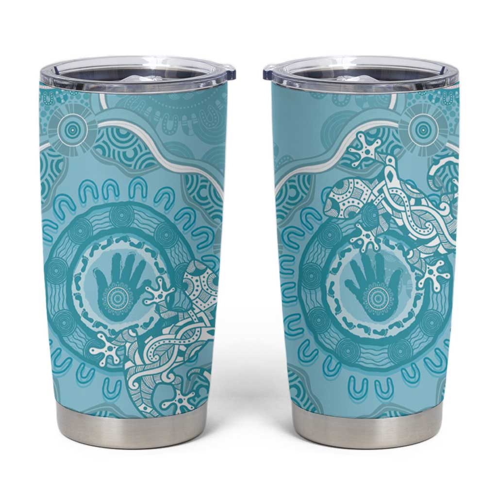 Blue Australia Lizard With Aboriginal Art Tumbler Cup