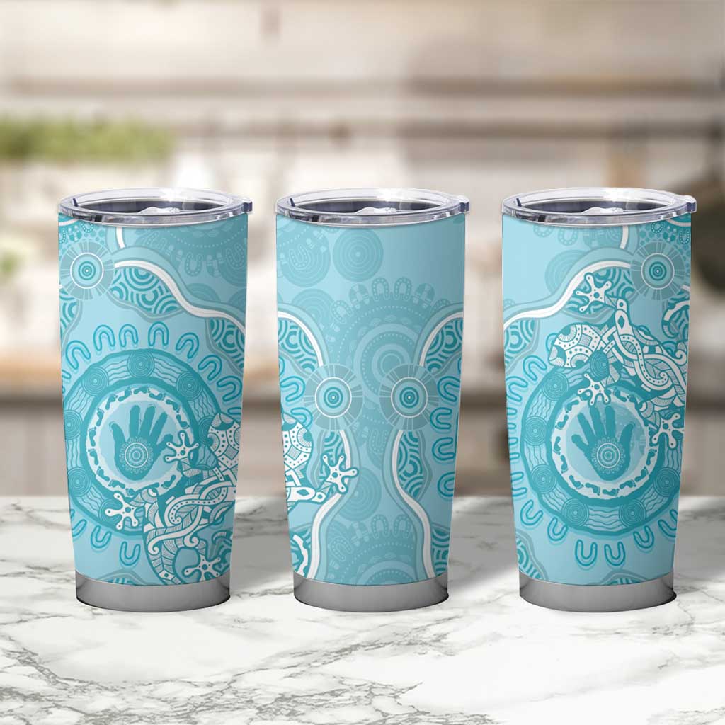 Blue Australia Lizard With Aboriginal Art Tumbler Cup