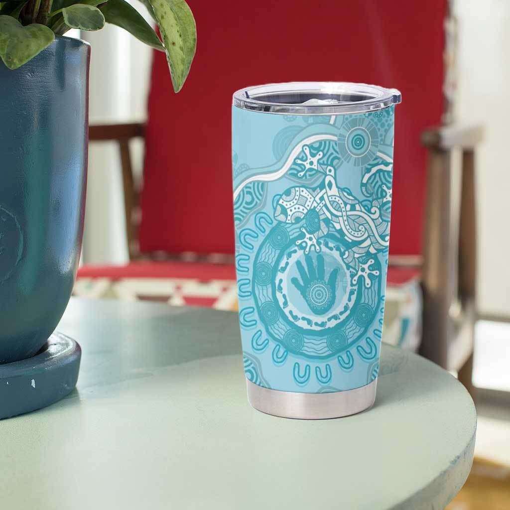 Blue Australia Lizard With Aboriginal Art Tumbler Cup
