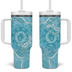 Blue Australia Lizard With Aboriginal Art Tumbler With Handle