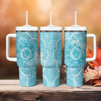 Blue Australia Lizard With Aboriginal Art Tumbler With Handle