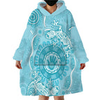 Blue Australia Lizard With Aboriginal Art Wearable Blanket Hoodie