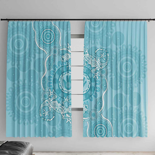 Blue Australia Lizard With Aboriginal Art Window Curtain