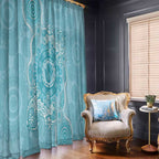 Blue Australia Lizard With Aboriginal Art Window Curtain