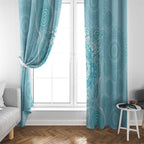 Blue Australia Lizard With Aboriginal Art Window Curtain