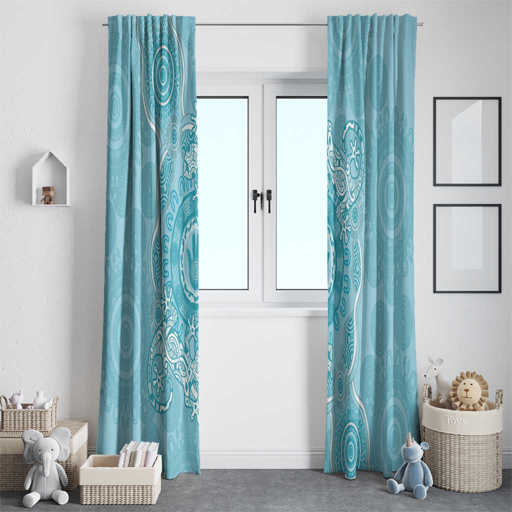 Blue Australia Lizard With Aboriginal Art Window Curtain