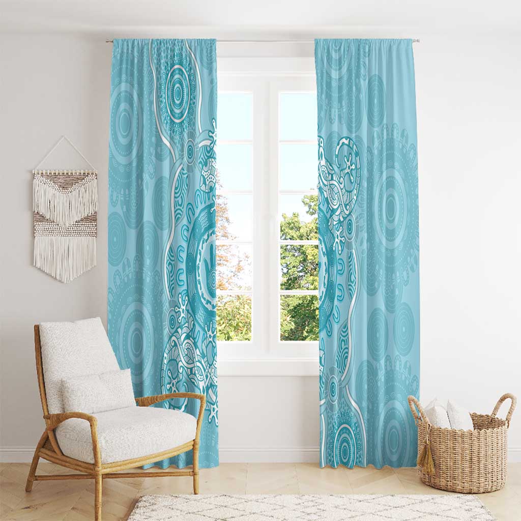 Blue Australia Lizard With Aboriginal Art Window Curtain