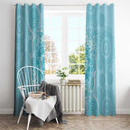 Blue Australia Lizard With Aboriginal Art Window Curtain