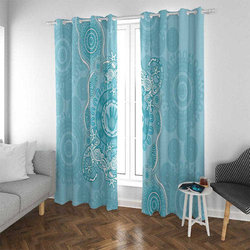 Blue Australia Lizard With Aboriginal Art Window Curtain