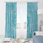 Blue Australia Lizard With Aboriginal Art Window Curtain