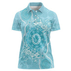 Blue Australia Lizard With Aboriginal Art Women Polo Shirt