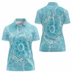 Blue Australia Lizard With Aboriginal Art Women Polo Shirt