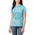 Blue Australia Lizard With Aboriginal Art Women Polo Shirt